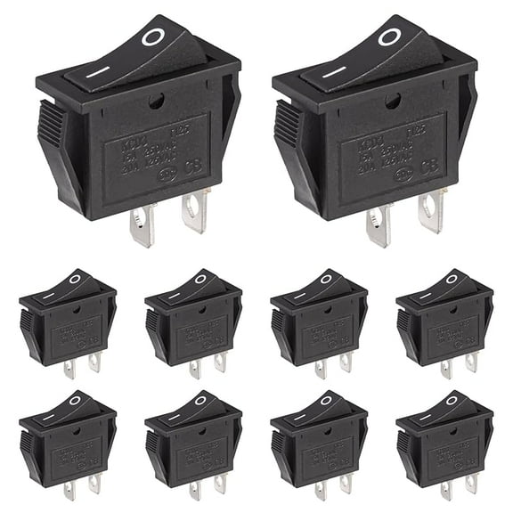 10pcs Lighted KCD3 Rocker Switch On Off 3 Pin 2 Position Yellow Light Boat Rocker Switches 20A 15A 125V 250V AC SPST Square llluminated Power Switch