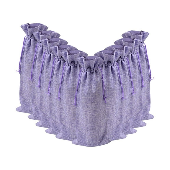 10pcs Linen Wine Bags Wine Bottle Cover Wine Bottle Gift Bags with Drawstring/ Natural Linen Wine Bottle Bag Champagne Wine Bottle Cover Purple