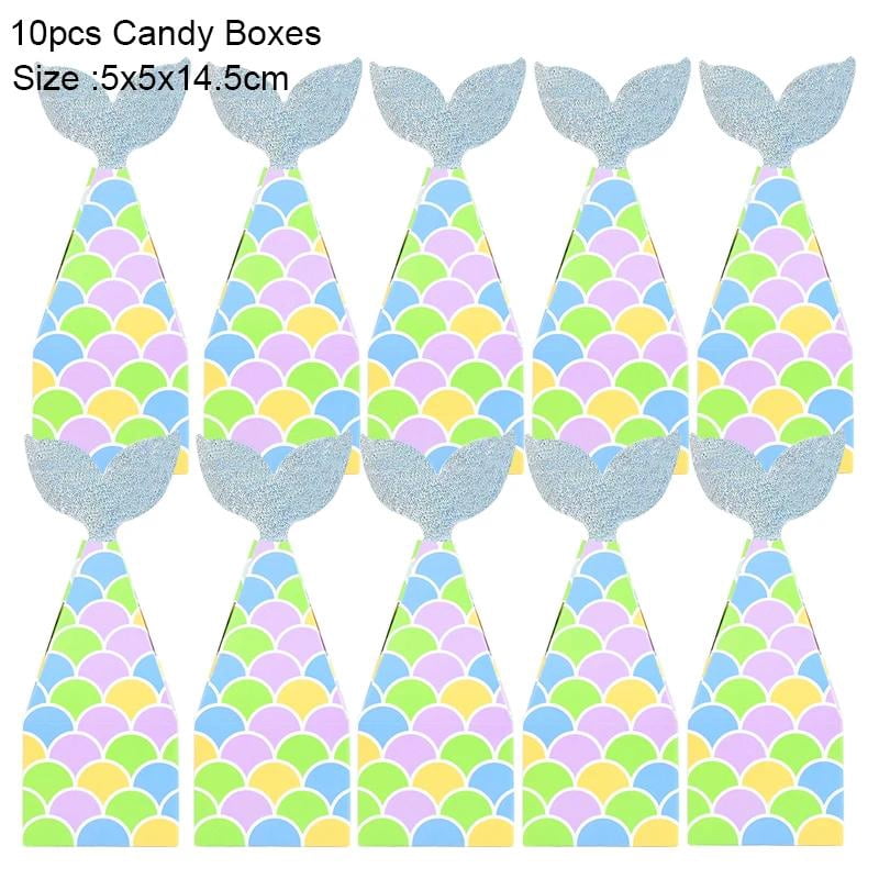 10pcs Little Mermaid Party Candy Boxes Mermaid Tail Cookie Gifts ...