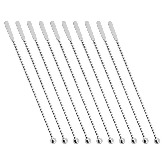 10pcs Long Handle Reusable Stainless Steel Stirring Rods Cocktail Swizzle Sticks