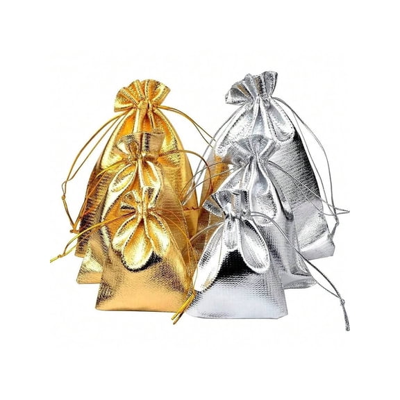 10pcs Lot 7x9cm Adjustable Jewelry Packing Silver Gold Colors Drawstring Velvet Bag Wedding Gift Bags Pouches,Silver