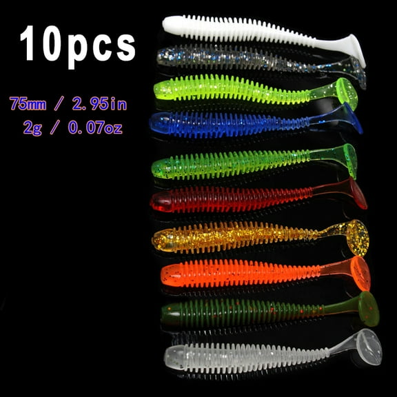 10pcs/Lot Soft Lures Silicone Worms Baits, Jigging Wobblers Fishing Lures Jigs, Artificial Swimbaits For Bass Carp Tackle, 1.97inch 2.36inch 7.1.97inch