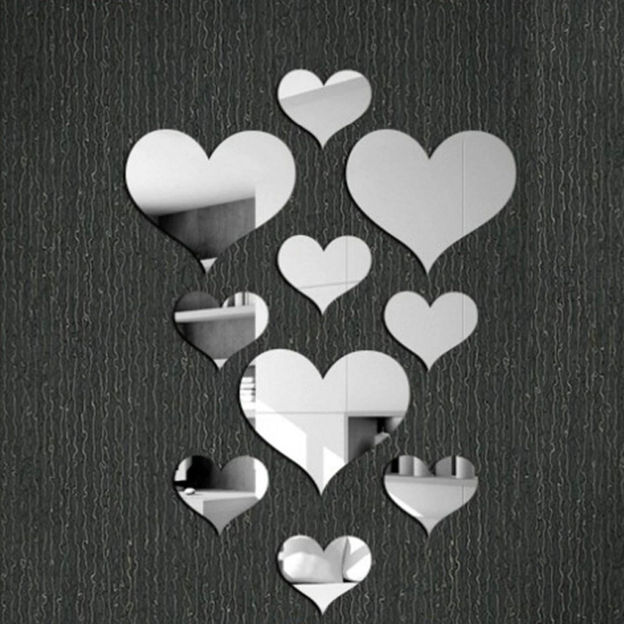 Jrocdr 10pcs Love Heart Acrylic 3D Mirror Wall Sticker Mural Decal ...