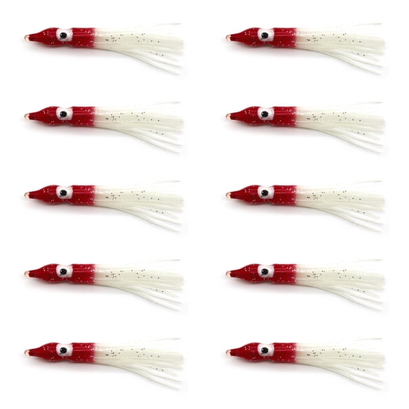 10pcs Luminescent Simulation Squid Soft Baits Hook Attracting False Baits Squid Fishing Hook for Off-shore Angling