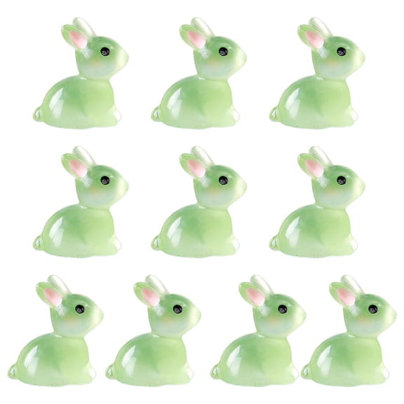 10pcs Luminous Rabbits Figurines Glowing in the Dark Easter Bunny Animal Miniature Fairy Garden Accessories Flower Pot