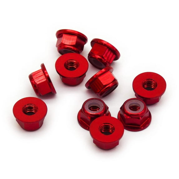 10pcs M2 Flange Locking Hex Nuts Nylon Insert Anodized Aluminum (Color Options)