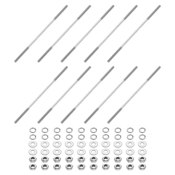 10pcs M3x100mm Double End Threaded Stud Screw Bolt with Nuts and Washers