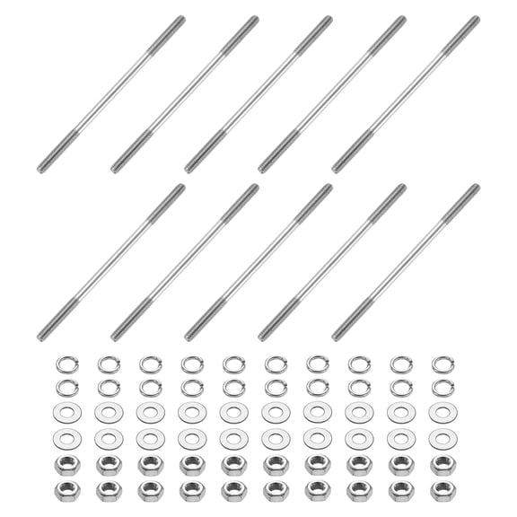 10pcs M3x65mm Double End Threaded Stud Screw Bolt with Nuts and Washers