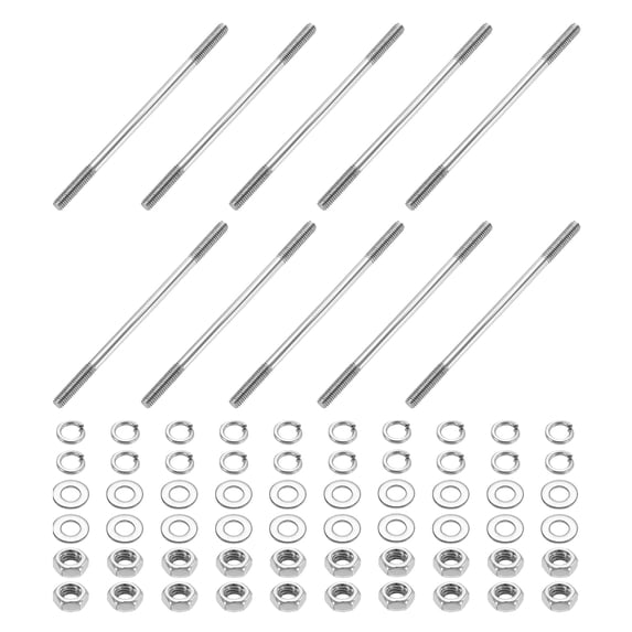 Uxcell 10pcs M4x80mm Double End Threaded Stud Screw Bolt with Nuts and Washers