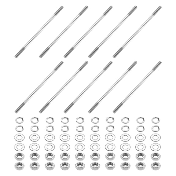 10pcs M4x90mm Double End Threaded Stud Screw Bolt with Nuts and Washers
