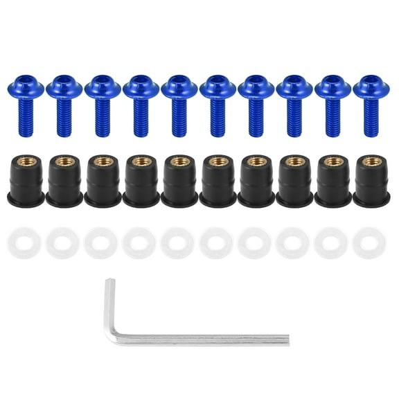 10pcs M5 5mm Motorcycle Windscreen Screws Fairing Windscreen Screws Bolt Windshield Mounting Nuts Blue