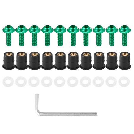 10pcs M5 5mm Motorcycle Windscreen Screws Fairing Windscreen Screws Bolt Windshield Mounting Nuts Green