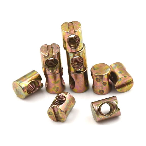 10pcs M5 Barrel Bolts Nut Cross Dowel Slotted Furniture Nut for Beds Chair
