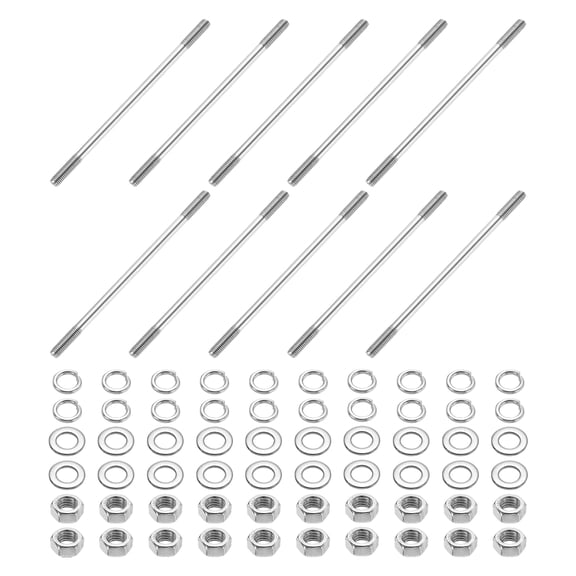 Uxcell 10pcs M5x110mm Double End Threaded Stud Screw Bolt with Nuts and Washers