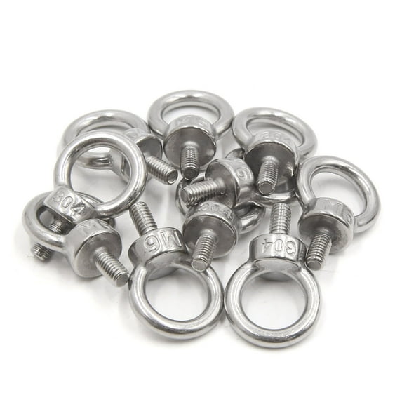 10pcs M6 Thread Dia 304 Stainless Steel Ring Shape Lifting Eye Bolt Silver Tone
