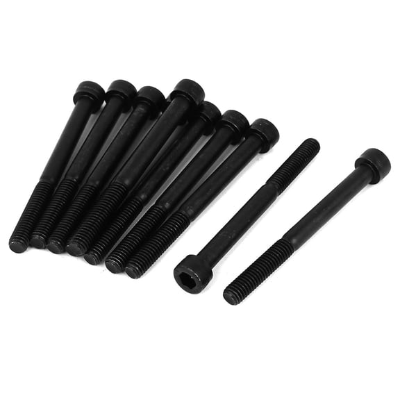 Unique Bargains M6x65mm 12.9 Alloy Steel Hex Socket Screws Partially Threaded Bolt Black 10Pcs