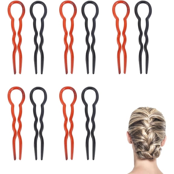 10pcs Magic Simple Fast Spiral Hair Braid Twist Styling Clip Pin,Plastic U Shaped Large Hair Pins Grip Hair Pins,Lady Style Grip Hair Pins for Women Girls Hair Styling Accessories(2 colors)