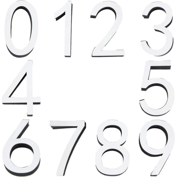 10pcs Mailbox Numbers 0-9 Door Address Number Stickers Self Adhesive House Numbers Acrylic for House Apartment Office Hotel Room Mailbox Door Signs Outside(Silver) for DIY