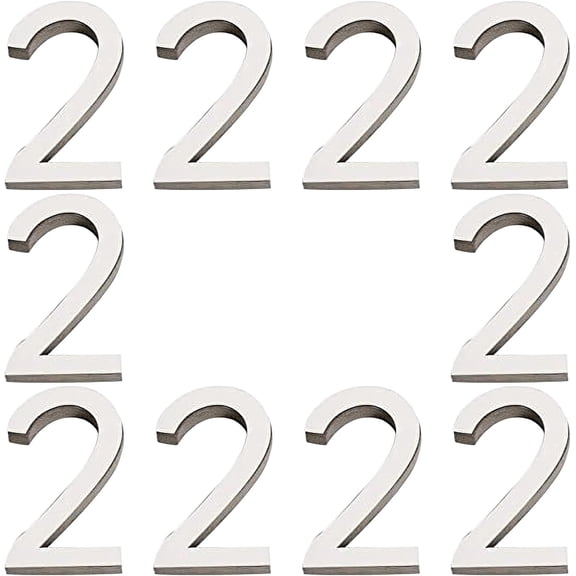10pcs Mailbox Numbers 2 House Address Number Stickers Self Adhesive House Numbers Acrylic for House Apartment Home Office Hotel Room Outside Mailbox Door Signs Outside(Silver) Silver DIY