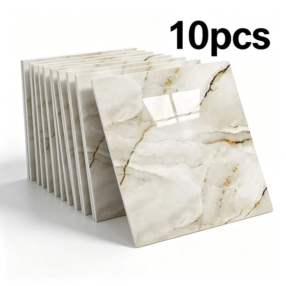 10pcs Marble Peel and Stick Waterproof Wall Tiles, Self-Adhesive Backsplash for Home Bathroom, Kitchen, Living Room, 12"x12"