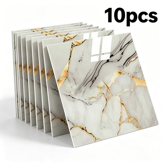 10pcs Marble Peel and Stick Waterproof Wall Tiles, Self-Adhesive Backsplash for Home Bathroom, Kitchen, Living Room, 12"x12"