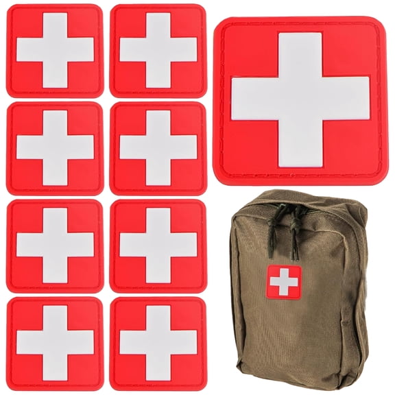10pcs Medic Red Cross Patches First Aid Morable Patch Armband for IFAK, EMS, EMT Trauma Pouch, Nurse Doctor Emergency Logo