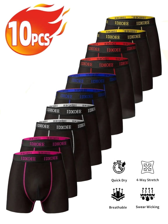 10pcs Men'sBoxer Briefs , S to XXXL,Comfortable And Slim Fitting Underwear - Breathable, Elastic, Quick Drying, Elastic Waistband, Fitness Boxy Underwear - Soft And Lightweight