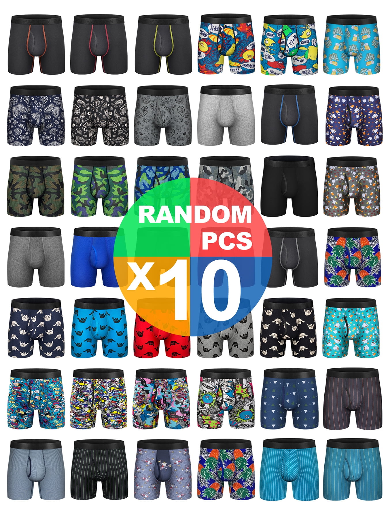 10pcs Mens Boxer Briefs, Random Style Breathable Comfortable Quick Dry ...