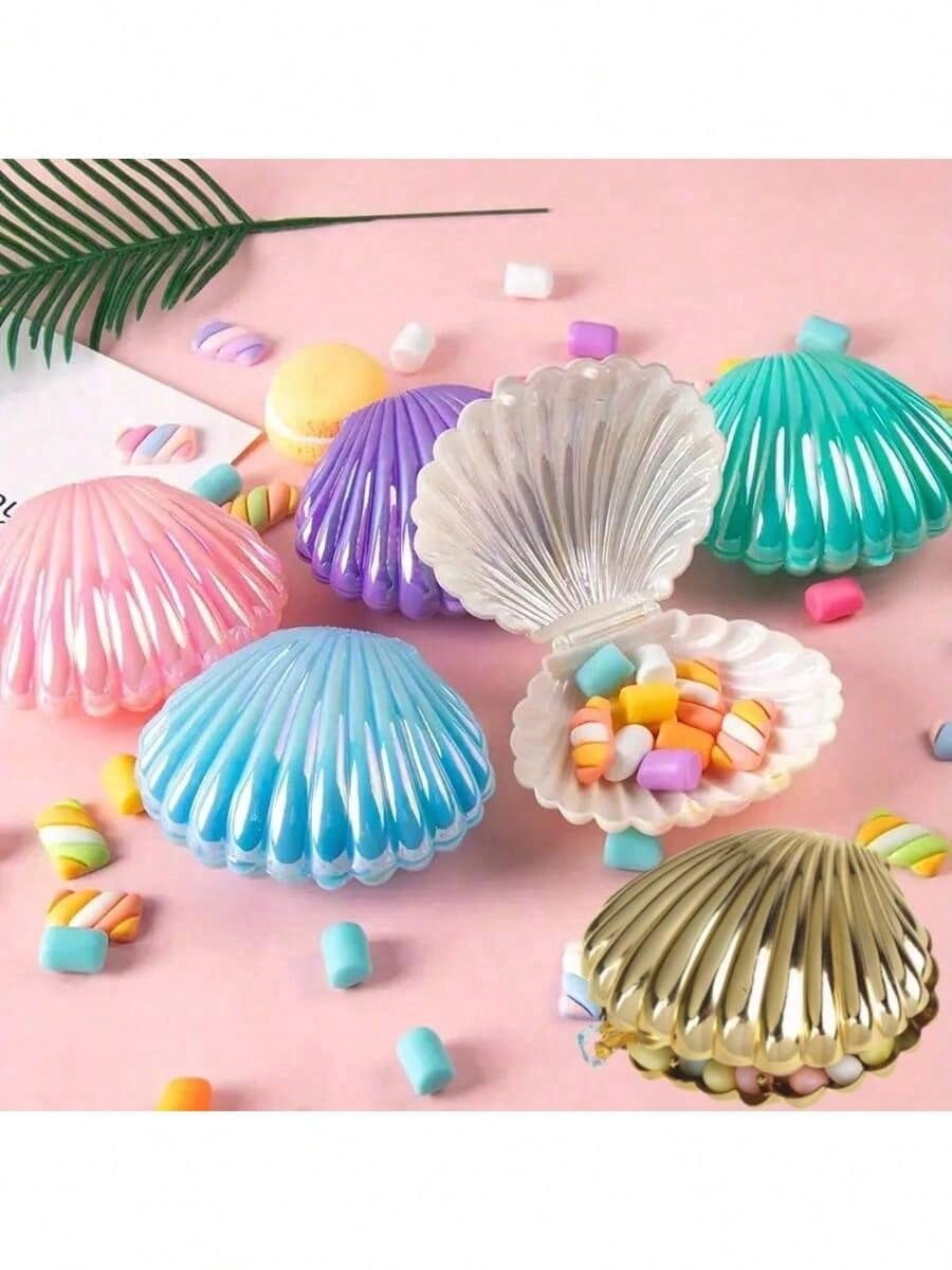 10pcs Mermaid Theme Mini Shell Candy Boxes Plastic Mini Shell Gift ...