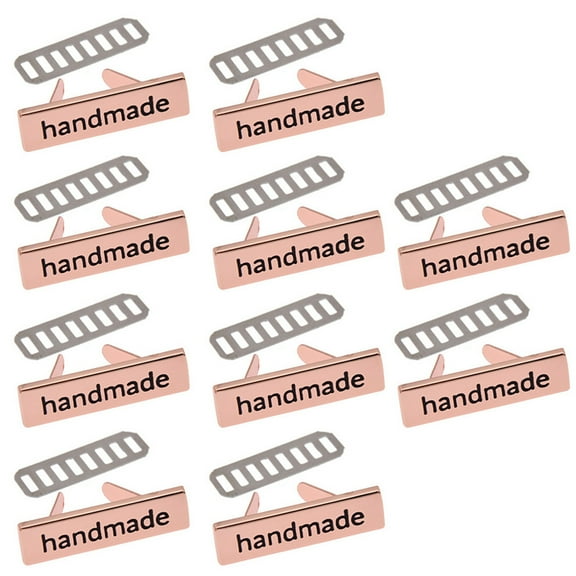 10pcs Metal Handmade Labels Tags for Clothes Jeans Shoes Bags Garment Rectangle Hand Made Printed Label DIY Sewing Craft Accessories