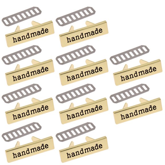 10pcs Metal Handmade Labels Tags for Clothes Jeans Shoes Bags Garment Rectangle Hand Made Printed Label DIY Sewing Craft Accessories