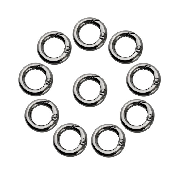 10pcs- Metal O Ring Spring Opening Snap Trigger Clip Buckle Charm Purse Making,Spring Rings for Handbag (Black)