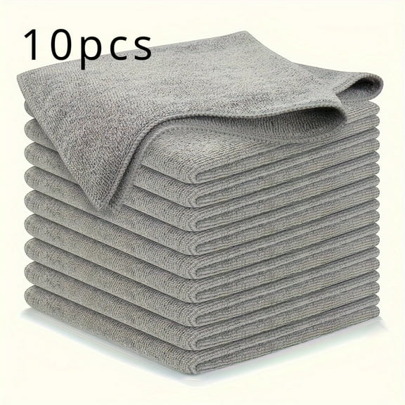 10pcs Microfiber Cleaning Cloths, Durable Absorbent Quick Dry Dishwashing Towels and Multi-Purpose Household Rags for Kitchen, Bathroom, Stain and Grease Removal