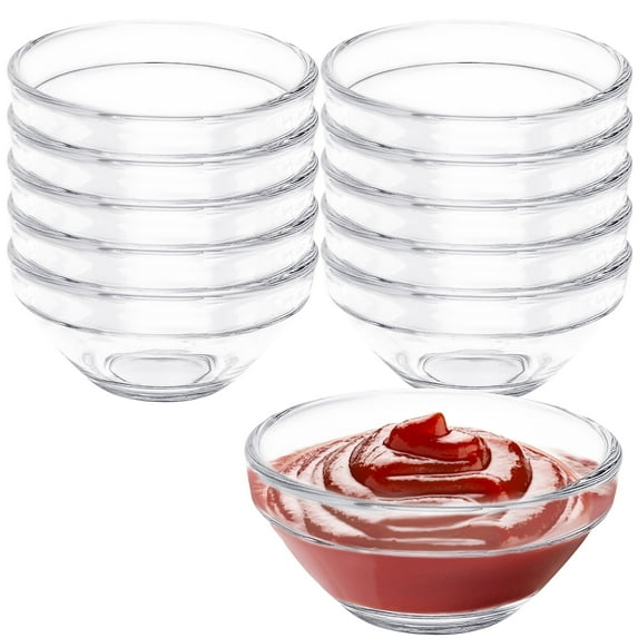 10pcs Mini 3" Glass Bowls 2.5oz Microwave Safe Durable Ingredient Bowls for Prep, Small Serving Dishes for Dessert Snack Spice Sauce Tasting