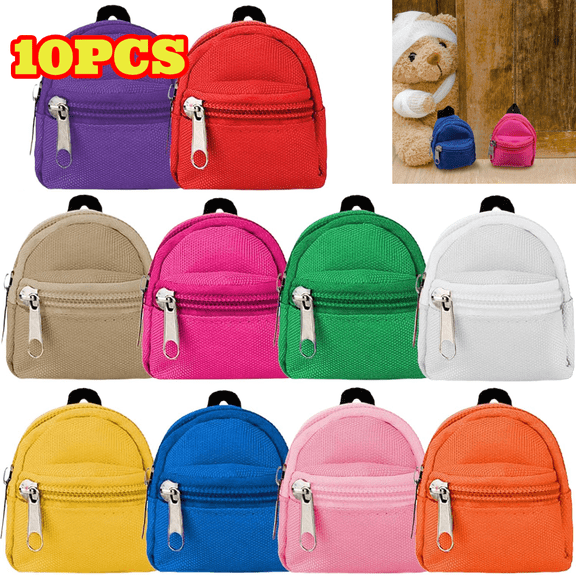 10pcs Mini Backpack Set, 3 inch Zipper Doll Backpack, Dollhouse Accessory Bags Doll Accessories for Daily Supplies