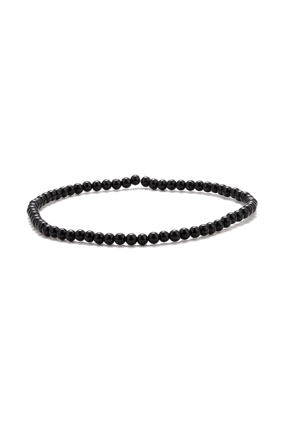 10pcs Mini Black Onyx Beaded Stretch Bracelets for Women Inner Diameter: 2-1/8 inch(5.4cm)
