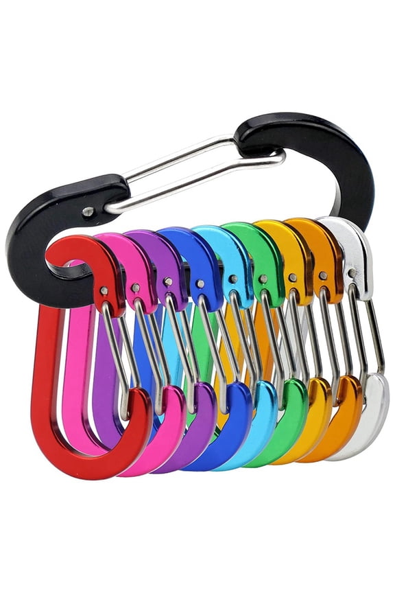 10pcs Mini Carabiner Clip Aluminum Light Weight D-Shape Spring for Keychain Climbing Fishing Hiking Outdoor,Multicolour,10 x Carabiner Clip,Mixed Color