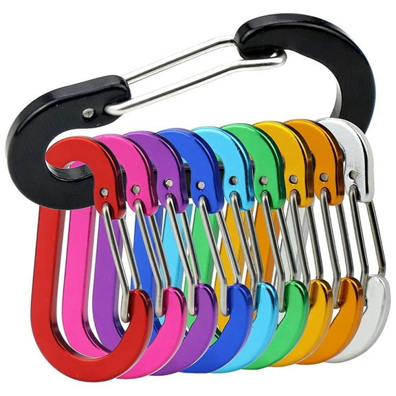 10pcs Mini Carabiner Clip Aluminum Light Weight D-Shape Spring for Keychain Climbing Fishing Hiking Outdoor,Multicolour