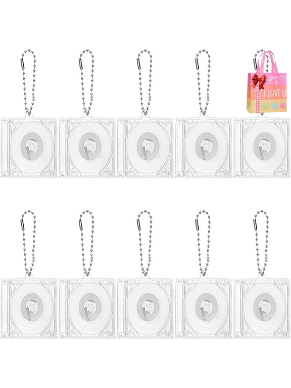 10pcs Mini Cd Holder Keychain: Small Album Case - DIY Player Shaped Key Pendant with NFC Chips - Clear DVD Case Key Chain for DIY Bag Wallet Charms Present