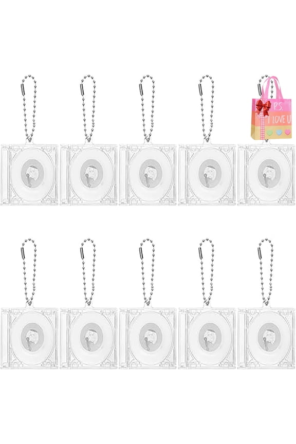 10pcs Mini Cd Holder Keychain: Small Album Case - DIY Player Shaped Key Pendant with NFC Chips - Clear DVD Case Key Chain for DIY Bag Wallet Charms Present