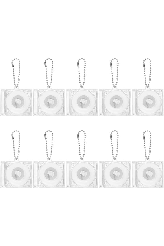 10pcs Mini Cd Holder Keychain: Small Album Case - DIY Player Shaped Key Pendant with NFC Chips - New Clear DVD Case Key Chain for DIY Bag Wallet Charms Present