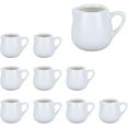 thumbnail image 1 of 10pcs Mini Ceramic Creamer, 1.69 Oz Porcelain Creamer Pitcher, Small Syrup Pitcher, Coffee Creamer Pitcher, Creamer Dispenser, Ceramic Pitcher for Coffee Tea Milk Sauce, White (with Handle), 50ml, 1 of 10