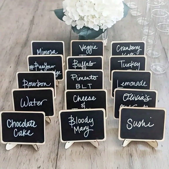 10pcs Mini Chalkboard Display Boards Home Decor Signs Mini Message Boards Wooden Blackboards Suitable For Wedding Baking Display Hotel Party Dessert Place Cards Mother