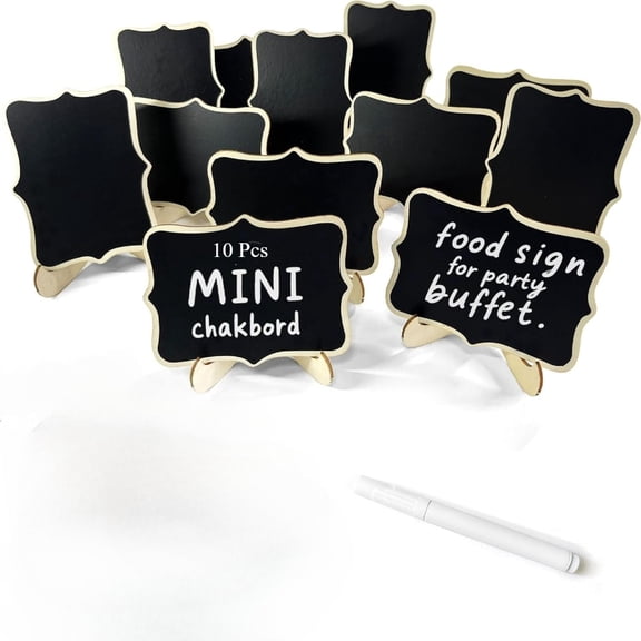 10pcs Mini Chalkboard Signs with Stand,Food Labels for Party Buffet, Food Tag/Name Card for Wedding Table, Name Tag Drink Labels Taco/Candy Bar/Bake Sale Food Sign, Catering Supplies Buffet Display