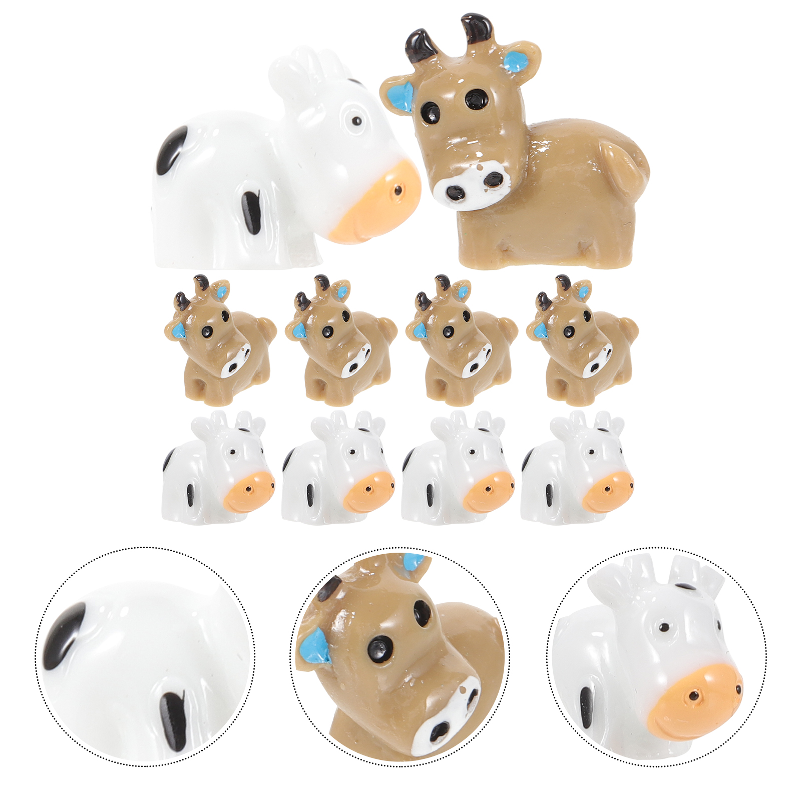 OUNONA Hemoton 10pcs Mini Cow Animals for Garden Miniature Moss ...