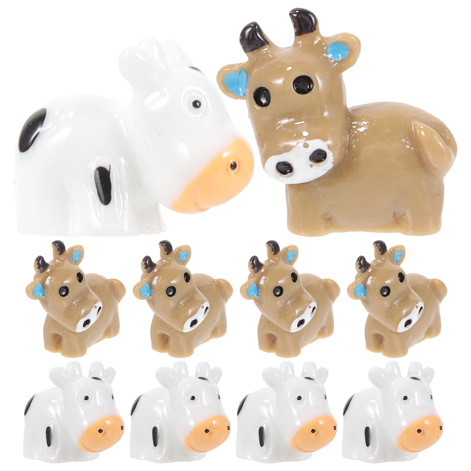 10pcs Mini Cow Figurines Resin Cow Miniature Animals Figurines Mini Cow