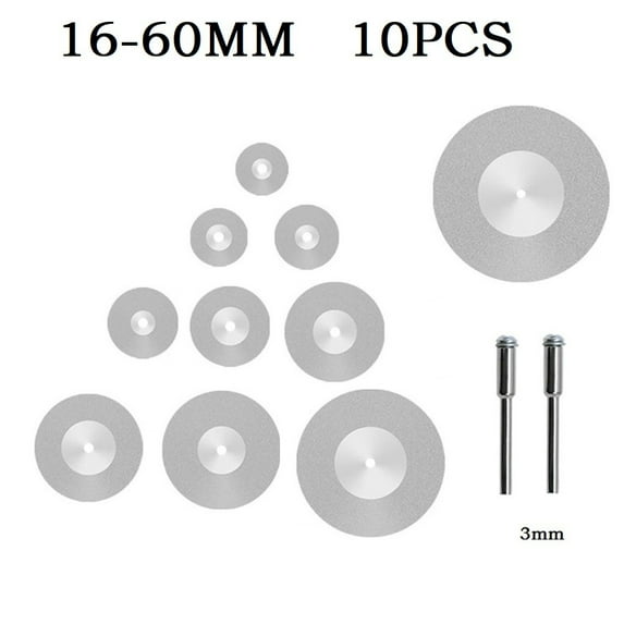 10pcs Mini Diamond Cutting Disc Circular Saw Blade With 3mm Shank Mandrel Rotary