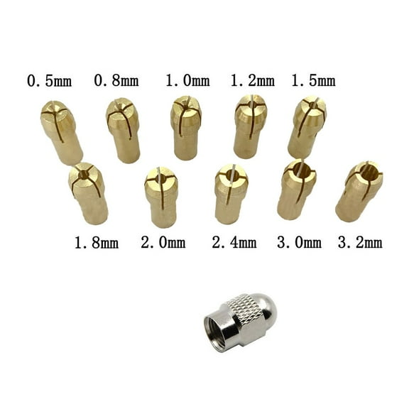 10pcs Mini Drill Brass Collet Chuck For Dremel Rotary Tool 0.5-3.2mm Brass And Nut For Dremel Accessories Set