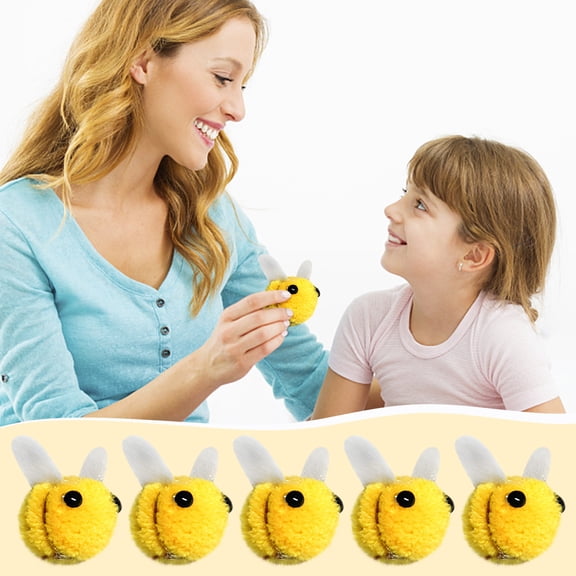 10pcs Mini Felted Bee Crochet Flower, Usupdd Adorable Wool Bee Decorations for Crafts DIY Party Favors, Handmade Spring Embellishments for Clothes Bag Scarf Photo Frame Decoration
