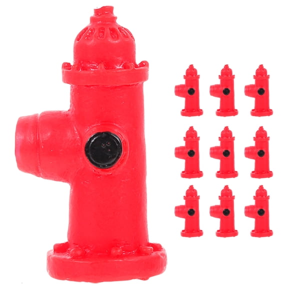 OUNONA 10Pcs Red Fire Hydrant Model Durable Resin Lawn Ornament Decor